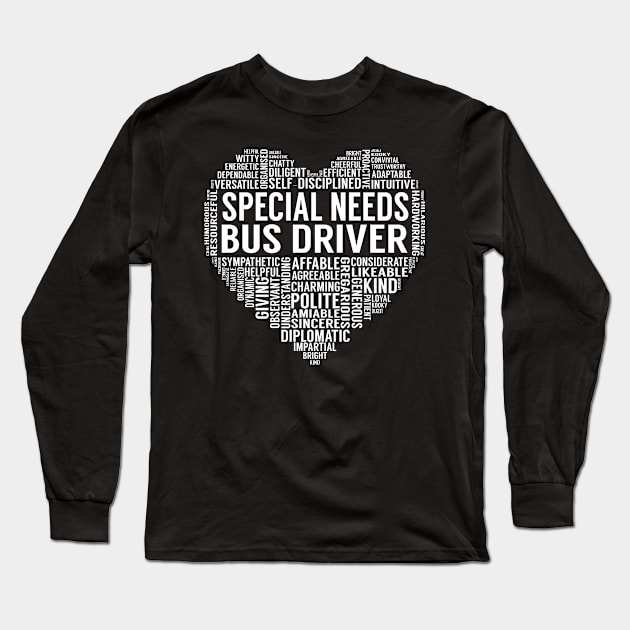 Special Needs Bus Driver Heart Long Sleeve T-Shirt by LotusTee